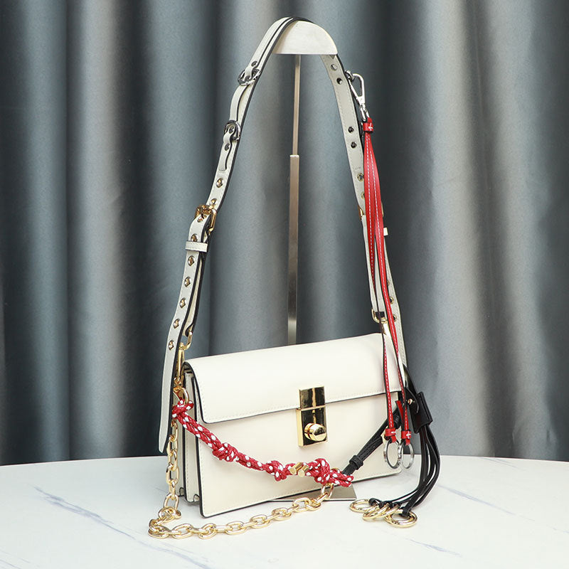 Women's Motorcycle Retro Ornaments Flip Twist Genuine Small Square Bags