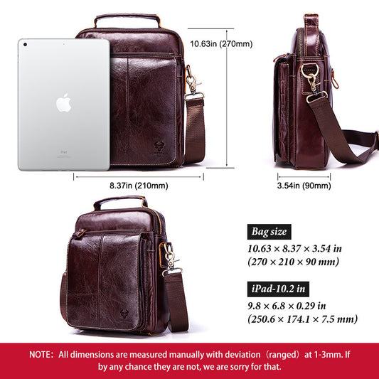 Men's Paul First Layer Cowhide Vertical Design Men's Messenger Bags