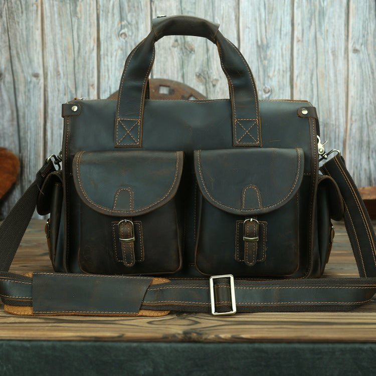 Men's Retro Crazy Horse Leather First Layer Men's Briefcases
