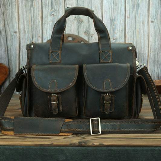 Men's Retro Crazy Horse Leather First Layer Men's Briefcases