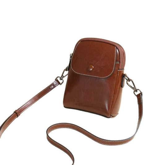 Women's Fashionable Oil Wax Leather Retro Crossbody Bags