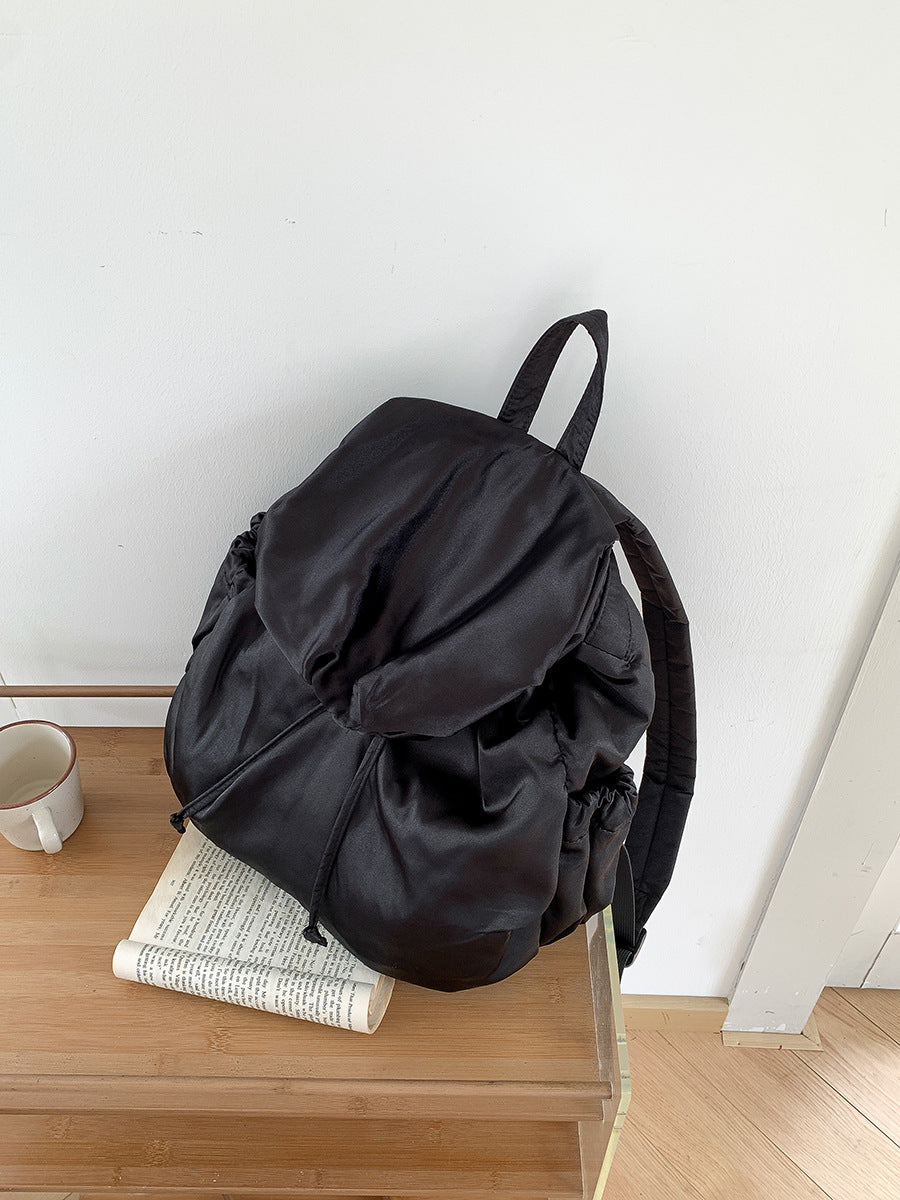 Women's Forged Silk Large Capacity Flip Drawstring Backpacks