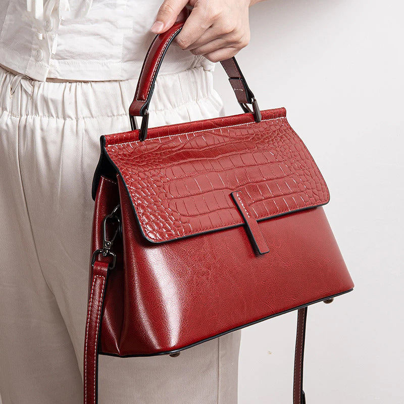 Women's Leather Fashion Crocodile Pattern Shell Versatile Shoulder Bags