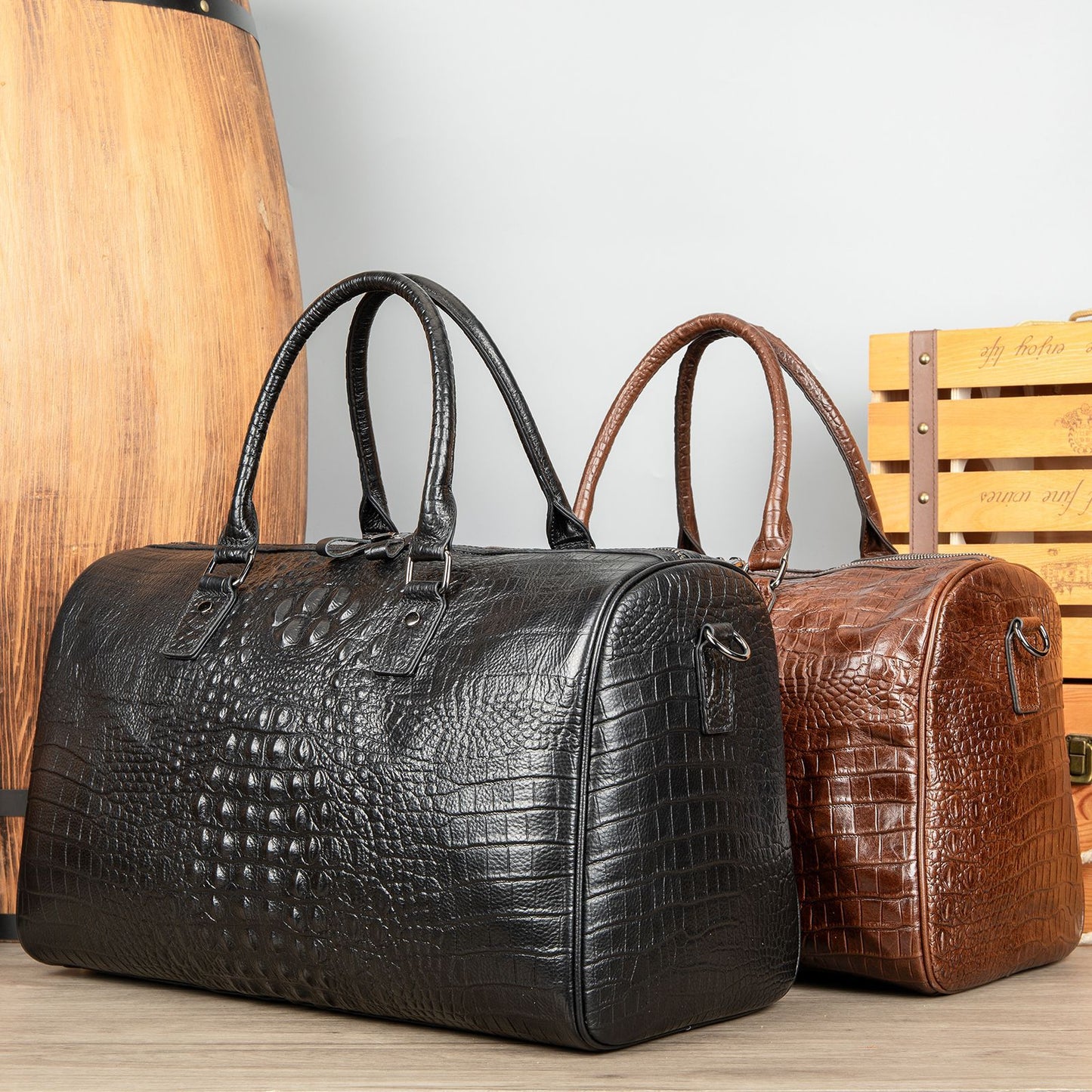 Portable Large Capacity Genuine Leather Crocodile Travel Bags