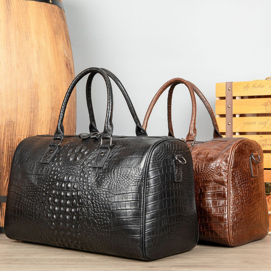 Portable Large Capacity Genuine Leather Crocodile Travel Bags