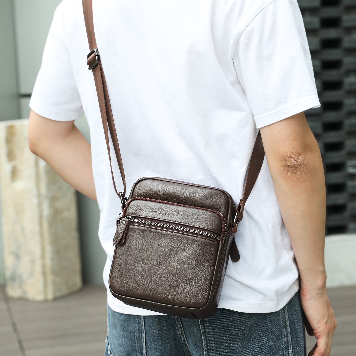 Men's Leather Genuine Large Capacity Vertical Fashion Men's Shoulder Bags