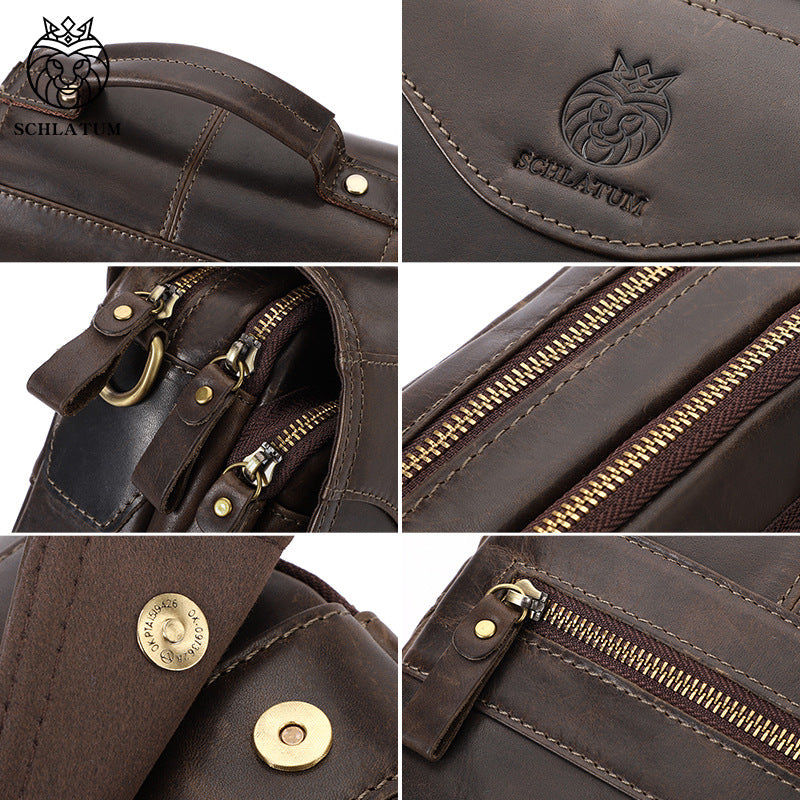 Men's First Layer Cowhide Genuine Leather Fashion Men's Shoulder Bags