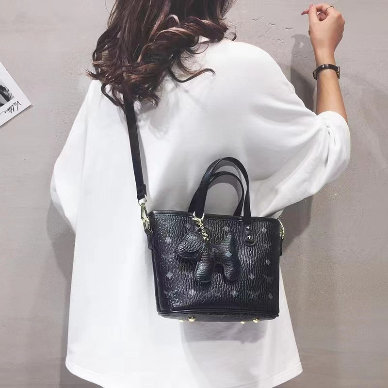 Women's Leather Home Vegetable Basket Fashionable Portable Crossbody Bags