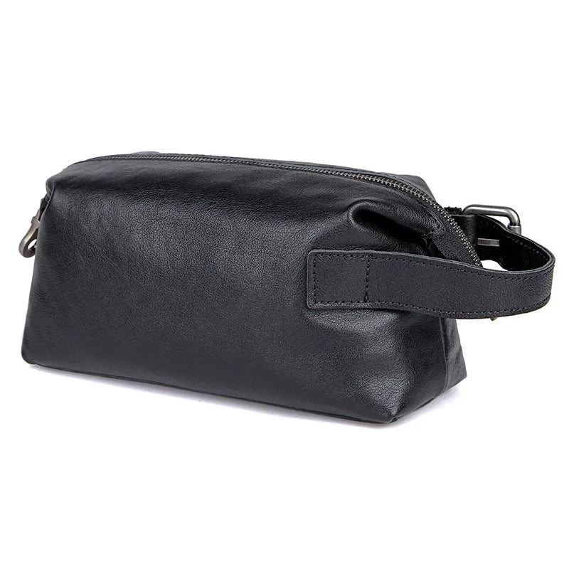 Leather Toiletry Cowhide Large Capacity Solid Cosmetic Bags