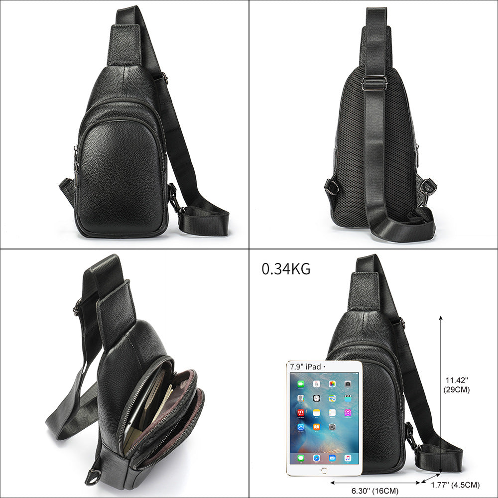 Men's First Layer Cowhide Fashionable Portable Breathable Men's Chest Bags