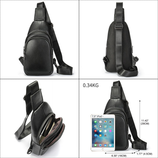 Men's First Layer Cowhide Fashionable Portable Breathable Men's Chest Bags