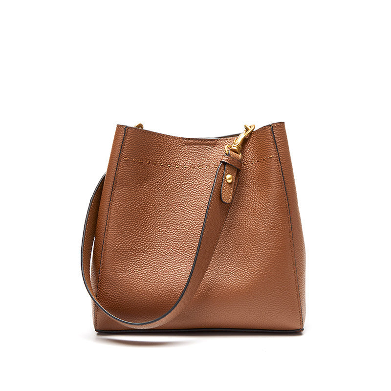 Women's Creative Fashionable Retro Genuine Leather Bucket Bags