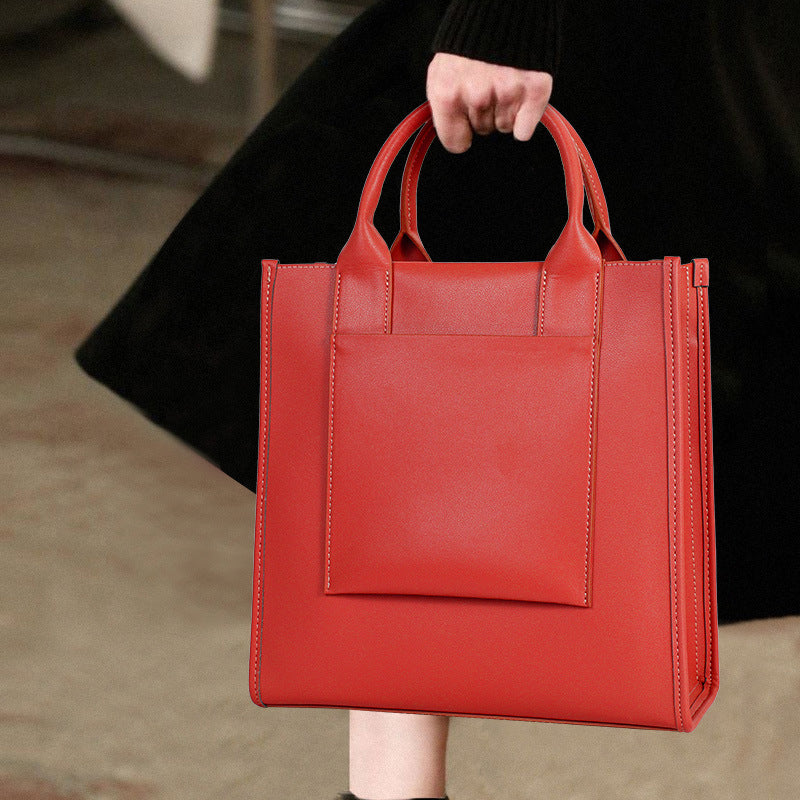 Women's Vertical Advanced Texture Niche Commuter Genuine Handbags