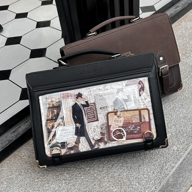 Two-dimensional Transparent Bar Retro Pain Female Backpacks