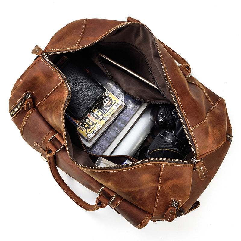 Leather Business Crazy Horse Large Capacity Travel Bags