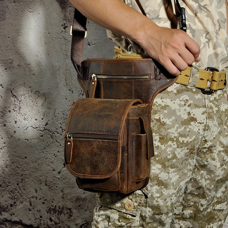 Men's Leather Cowhide Retro Trendy Cool Mobile Bags