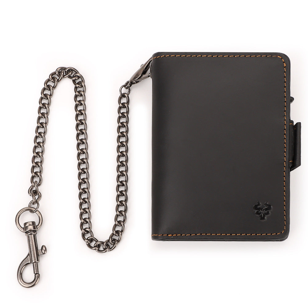 Paul Leather Gift Metal Cartridge Chain Top Layer Card Holder