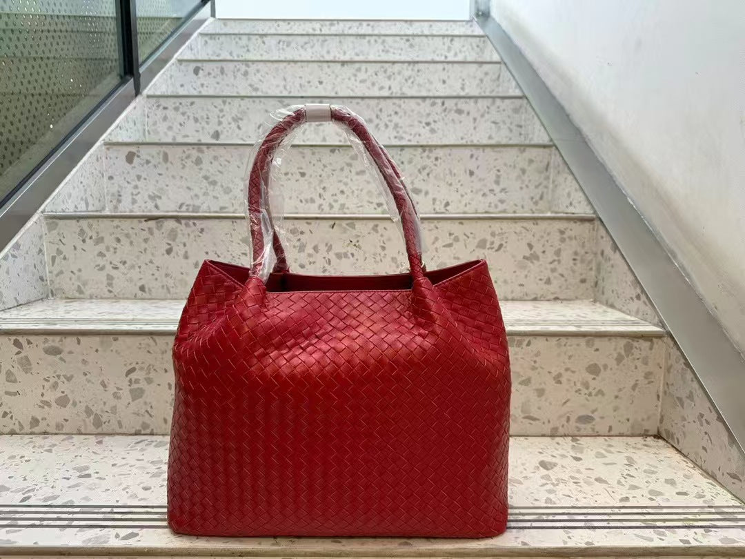 Women's Genuine Leather Trendy Hand-woven Combination Shoulder Bags