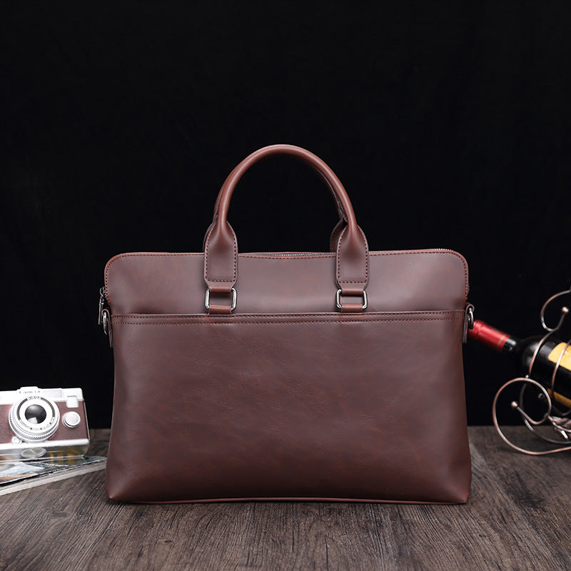 Men's Crazy Horse Leather Vintage Business Commuter Men's Briefcases