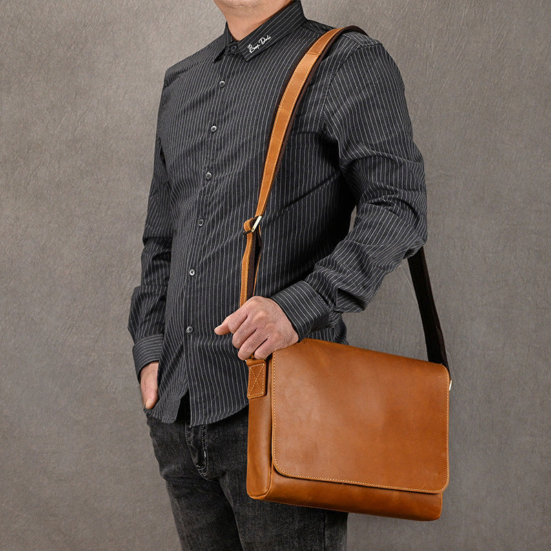 Men's Leather Crazy Horse Vintage Top Layer Men's Shoulder Bags