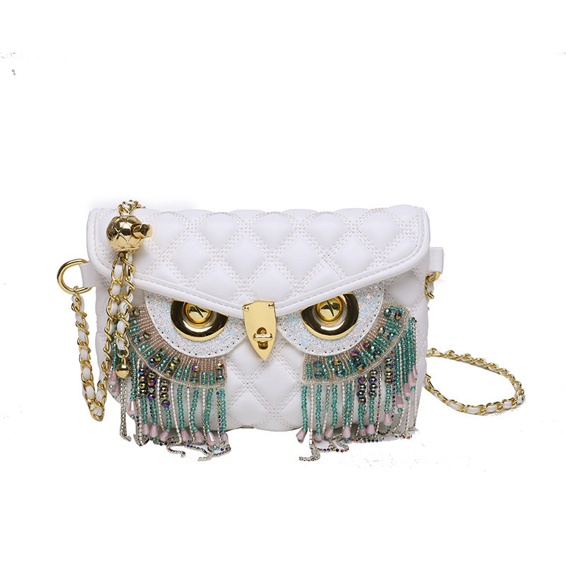 Fashion Women's Tassel Owl Mask Design Shoulder Bags