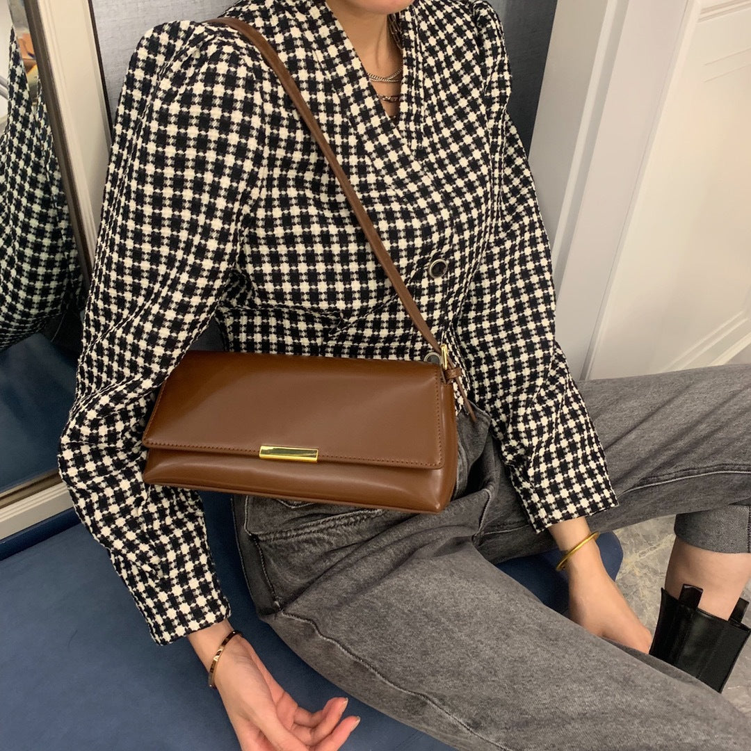 Women's Underarm Fashionable High-grade Horizontal Cowhide Shoulder Bags