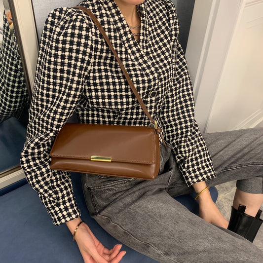 Women's Underarm Fashionable High-grade Horizontal Cowhide Shoulder Bags