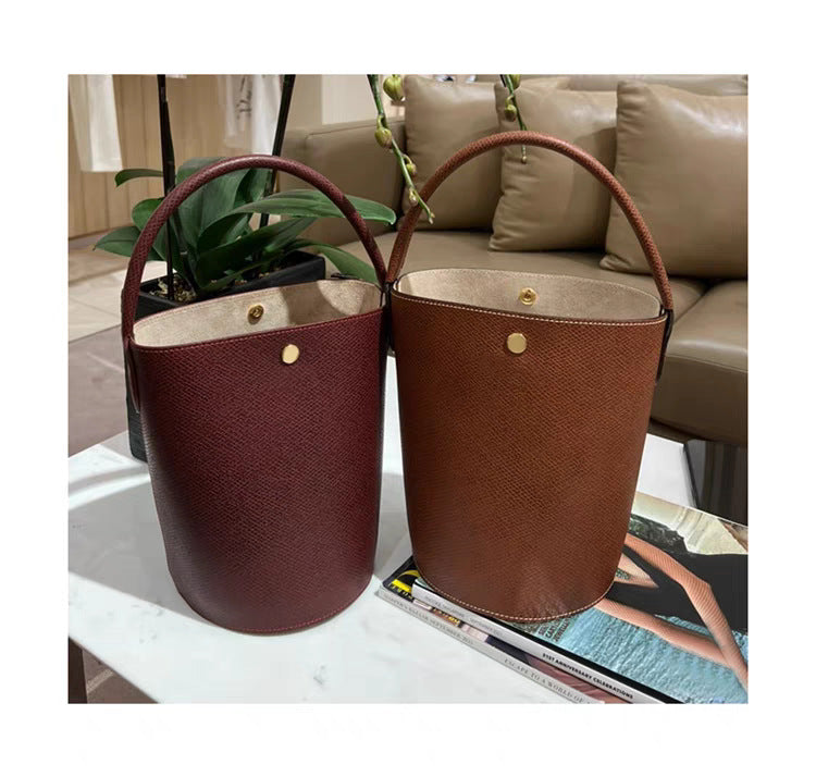 Women's Fortune Fashion Portable Cowhide Simple Versatile Bucket Bags
