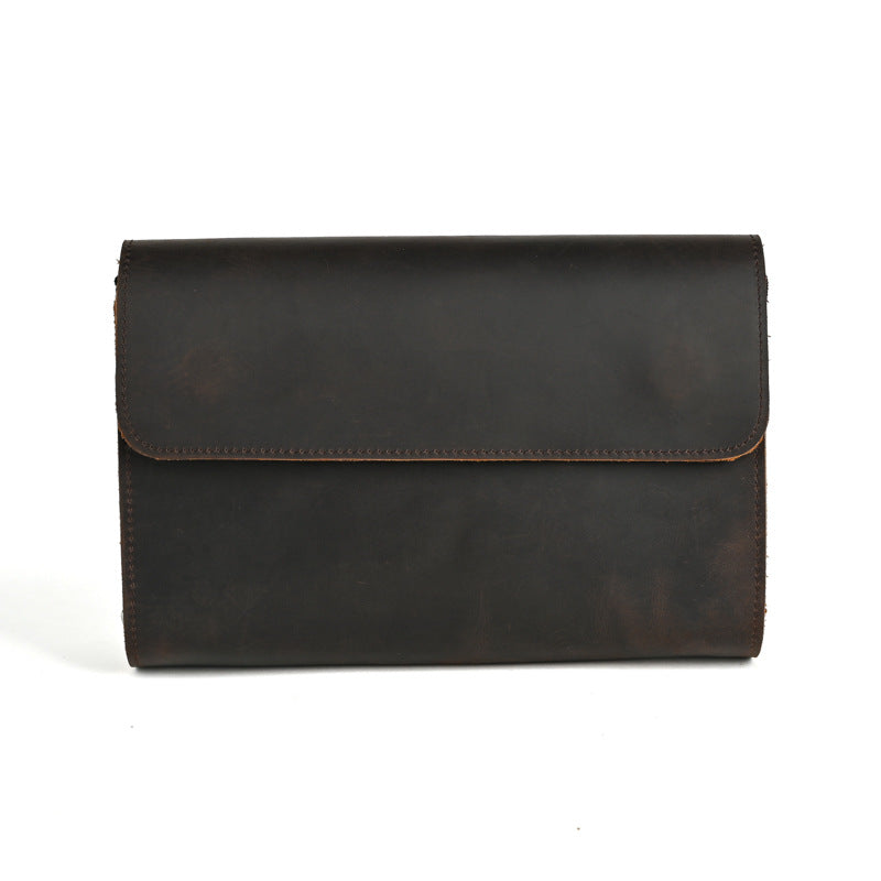 Horse Leather Clutch Large Capacity Vintage First Layer Men's Handbags