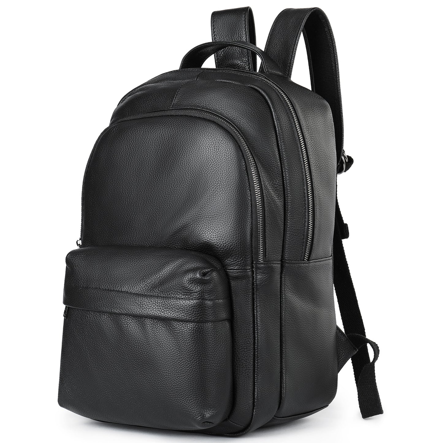Men's First Layer Cowhide Black Trendy Cool Backpacks