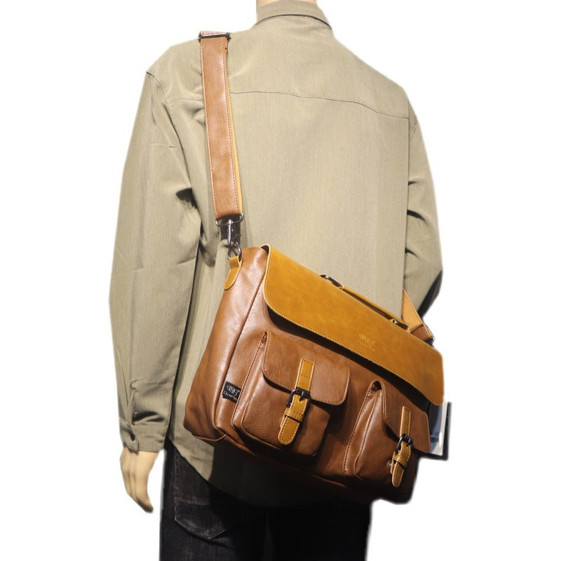 Women's & Men's & Green Horizontal Business Retro Large Men's Shoulder Bags