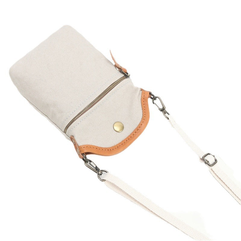 Style Simple Solid Color Canvas Mobile Crossbody Bags