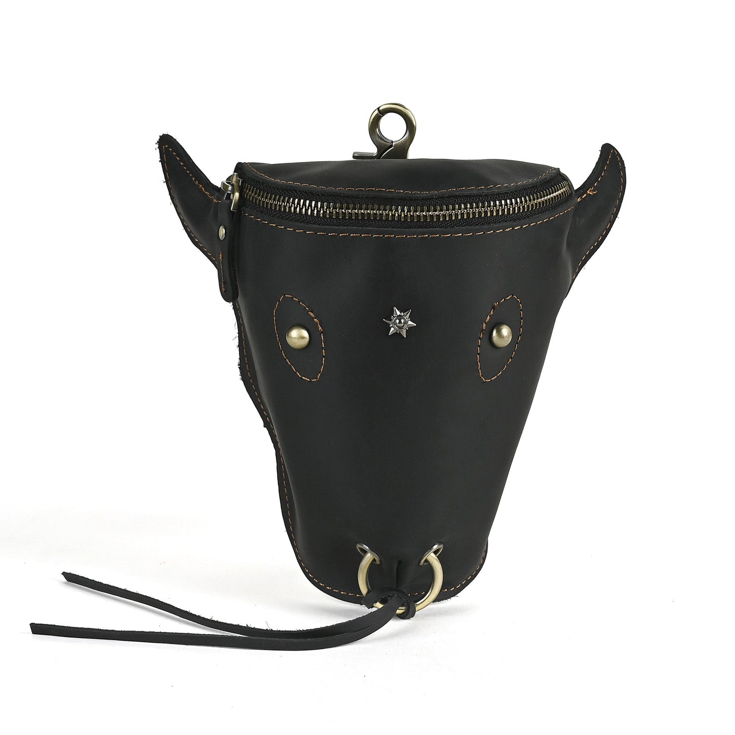 Men's Skin Cowhide Retro Cool Cow Head Large Men's Chest Bags