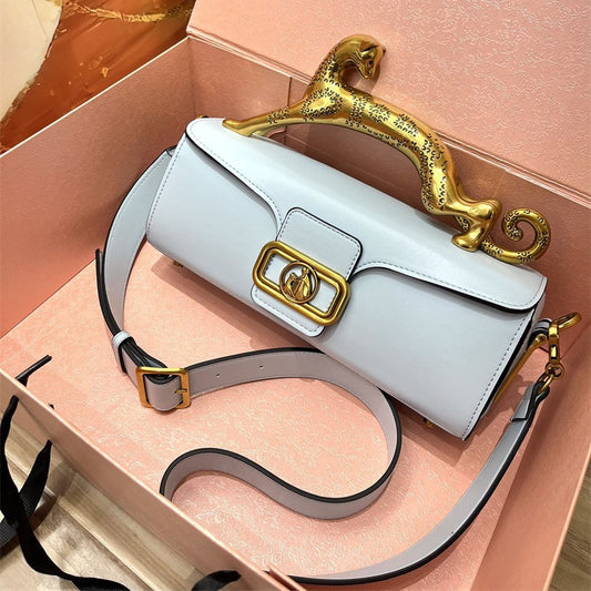 Women's High Quality Cowhide Leopard Metal High-grade Crossbody Bags