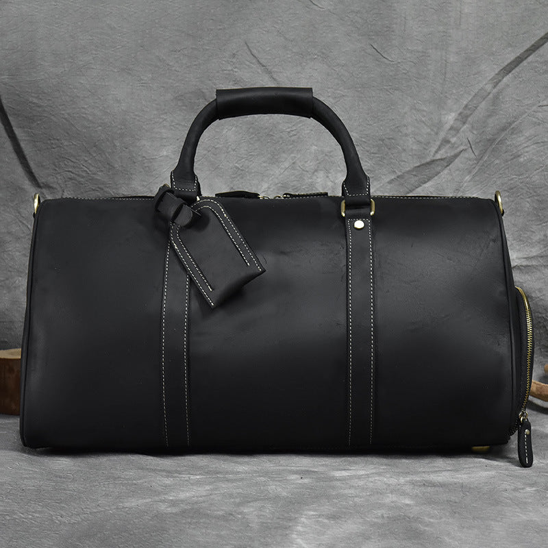 Men's Retro Crazy Horse Leather Large Capacity Strap Shoe Travel Bags