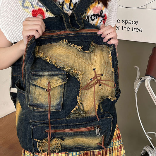 Versatile Attractive Denim Commuter Large Capacity Middle School Students' Schoolbags
