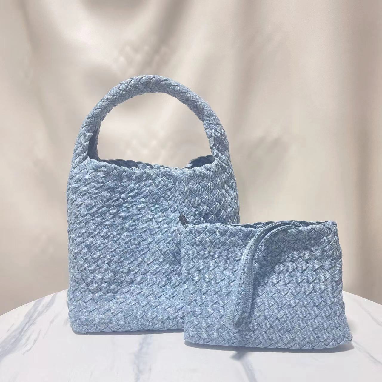 Women's Snowflake Denim Woven Chain Jean Mother Handbags