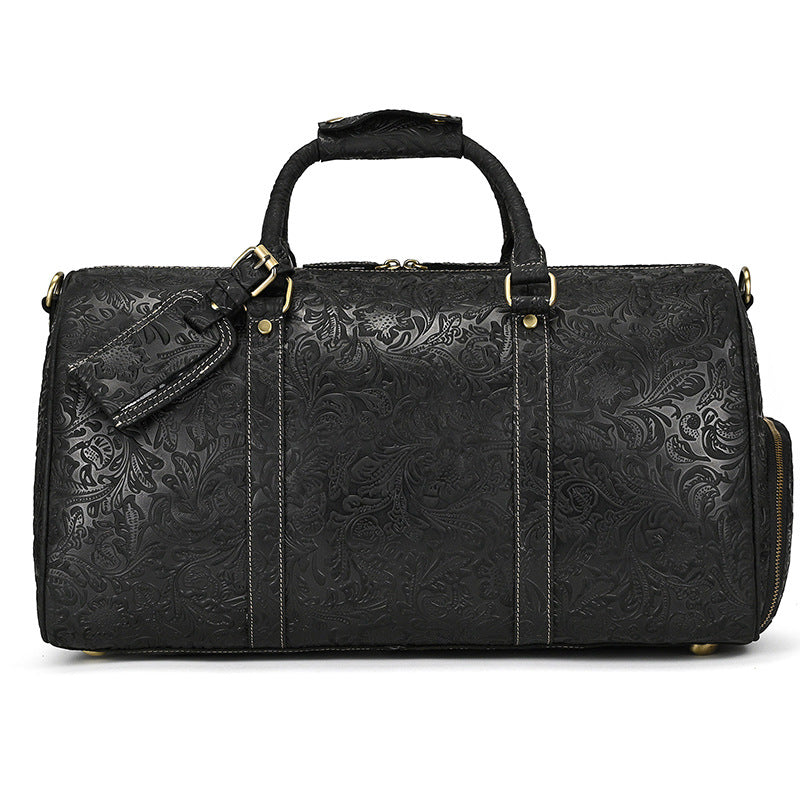 Horse Vintage Print First Layer Cowhide Travel Bags
