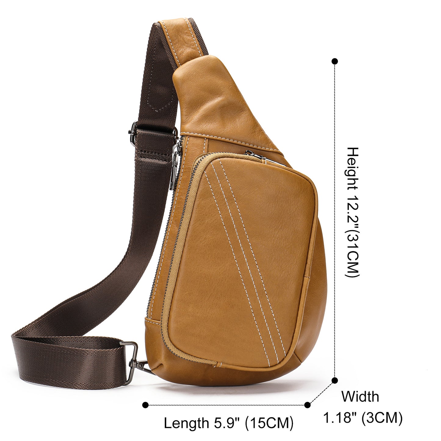 Men's Single Retro First Layer Cowhide Leather Men's Chest Bags