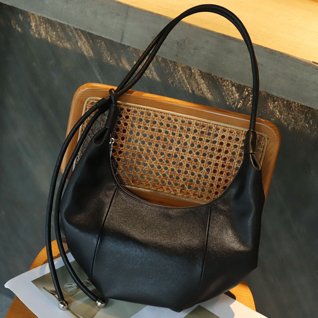Women's Croissant Genuine Leather Underarm Commuter Large Shoulder Bags