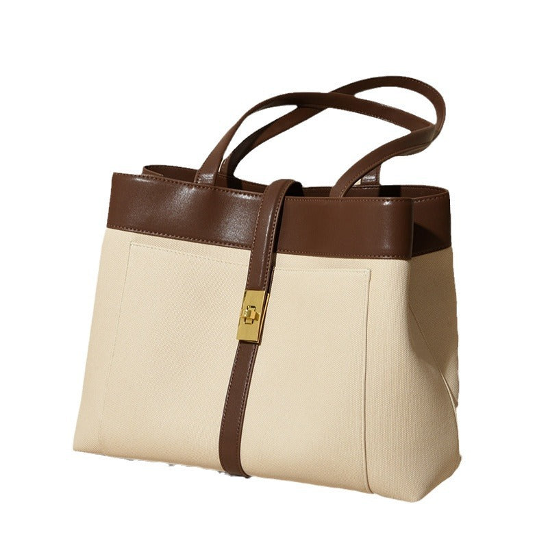 Women's High-grade Large Capacity Versatile Contrast Color Tote Bags