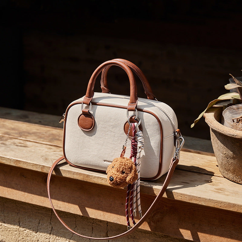 Women's Summer Bowling Niche Vegetable Tanning Leather Handbags