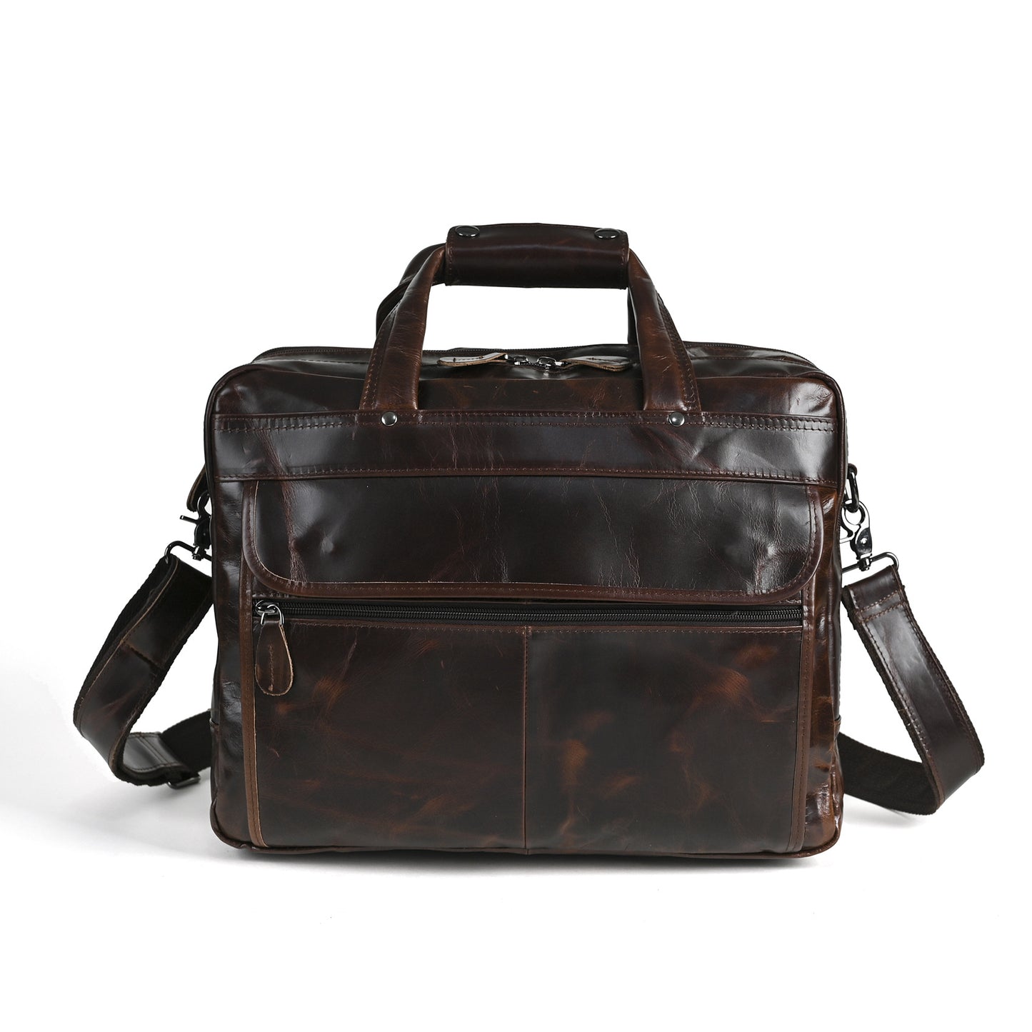 Men's Wax Cowhide Vintage Inch Business Official Men's Briefcases