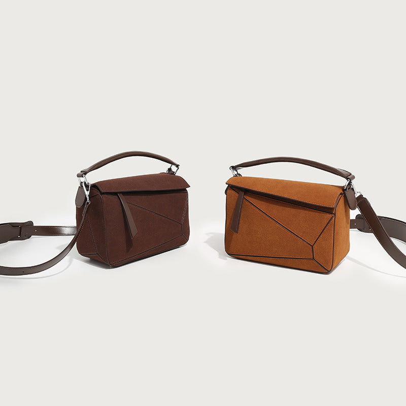 Women's Simple Portable Geometric Frosted Stitching Large Handbags