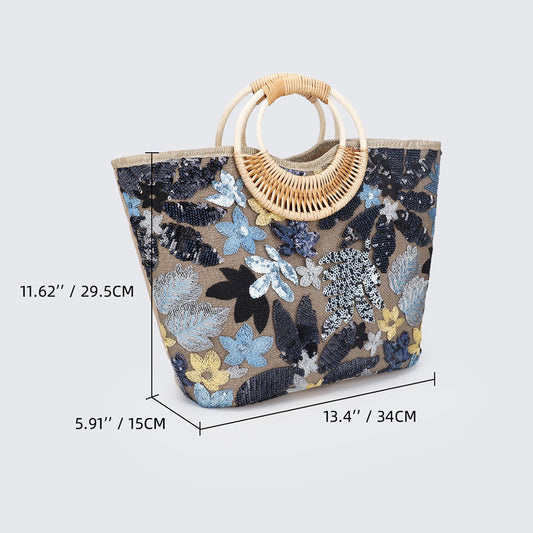 Women's Straw High-grade Niche Embroidered Large Capacity Tote Bags