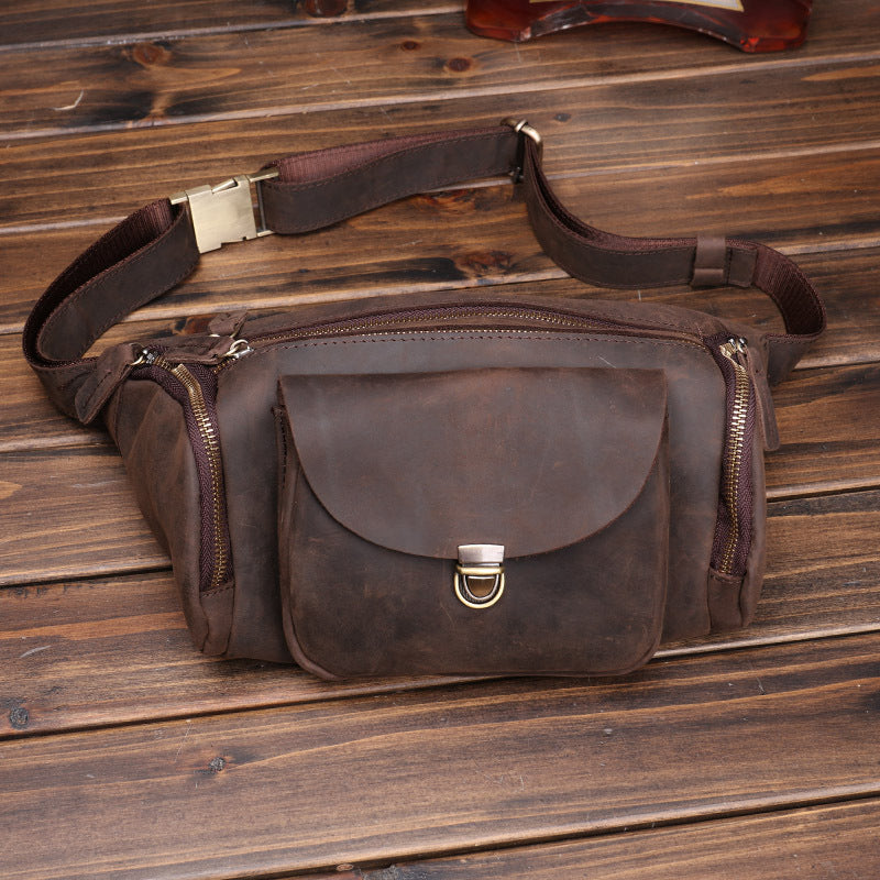 Retro Crazy Horse Leather Large Capacity Men's Waist Packs