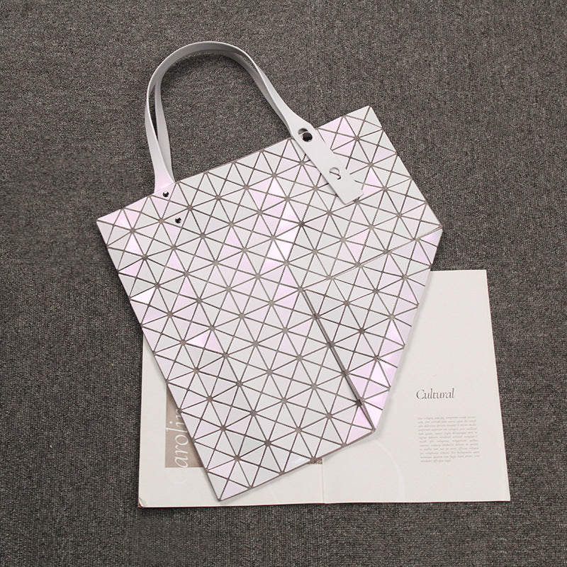 Laser Stitching Geometric Diamond Pattern Grid Portable Large Shoulder Bags