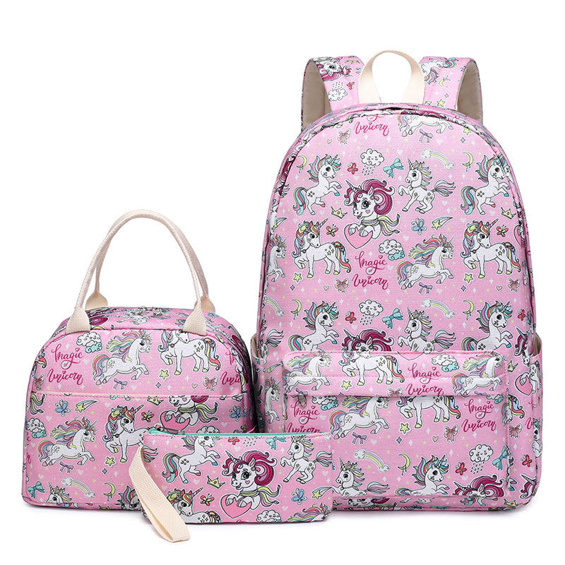 Versatile Durable Charming Three-piece Primary Book Elementary School Students' Schoolbags