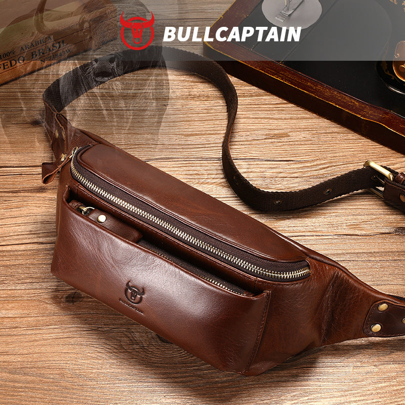 Men's High Sense Cowhide Leather Single Mobile Riding Bags