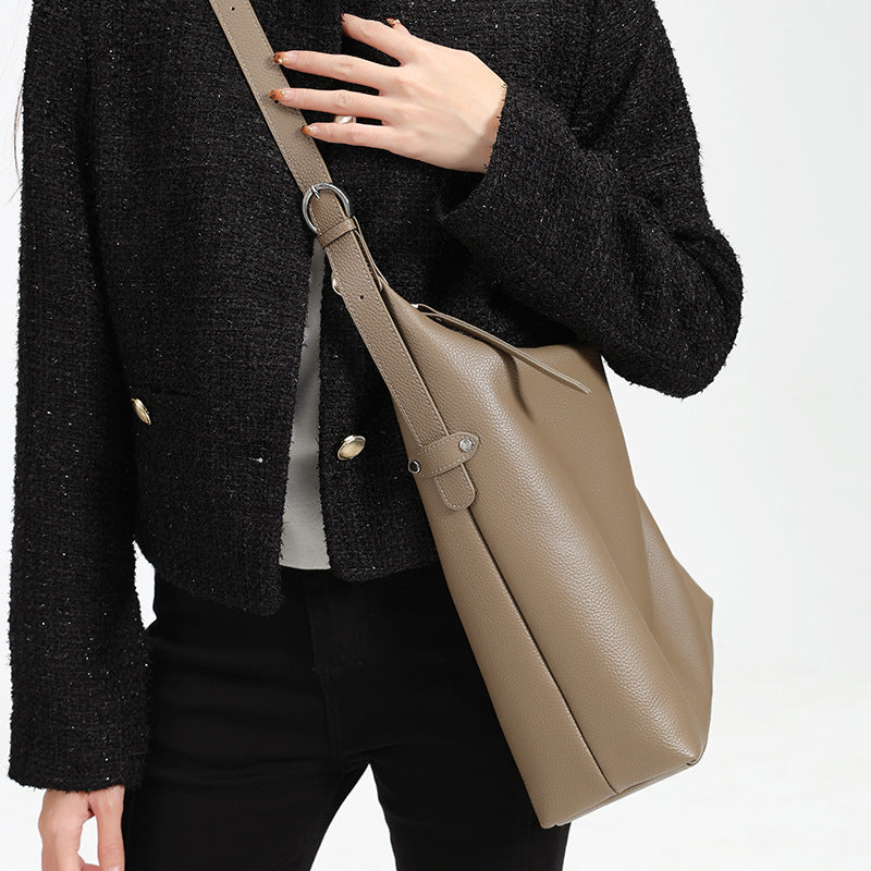 Women's First Layer Cowhide Big Leather Large Crossbody Bags